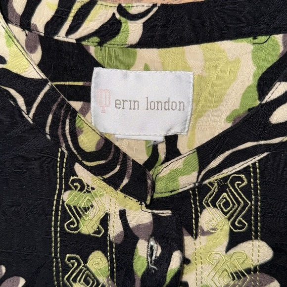 ERIN LONDON Black and Green Patterned Blouse - Picture 6 of 8